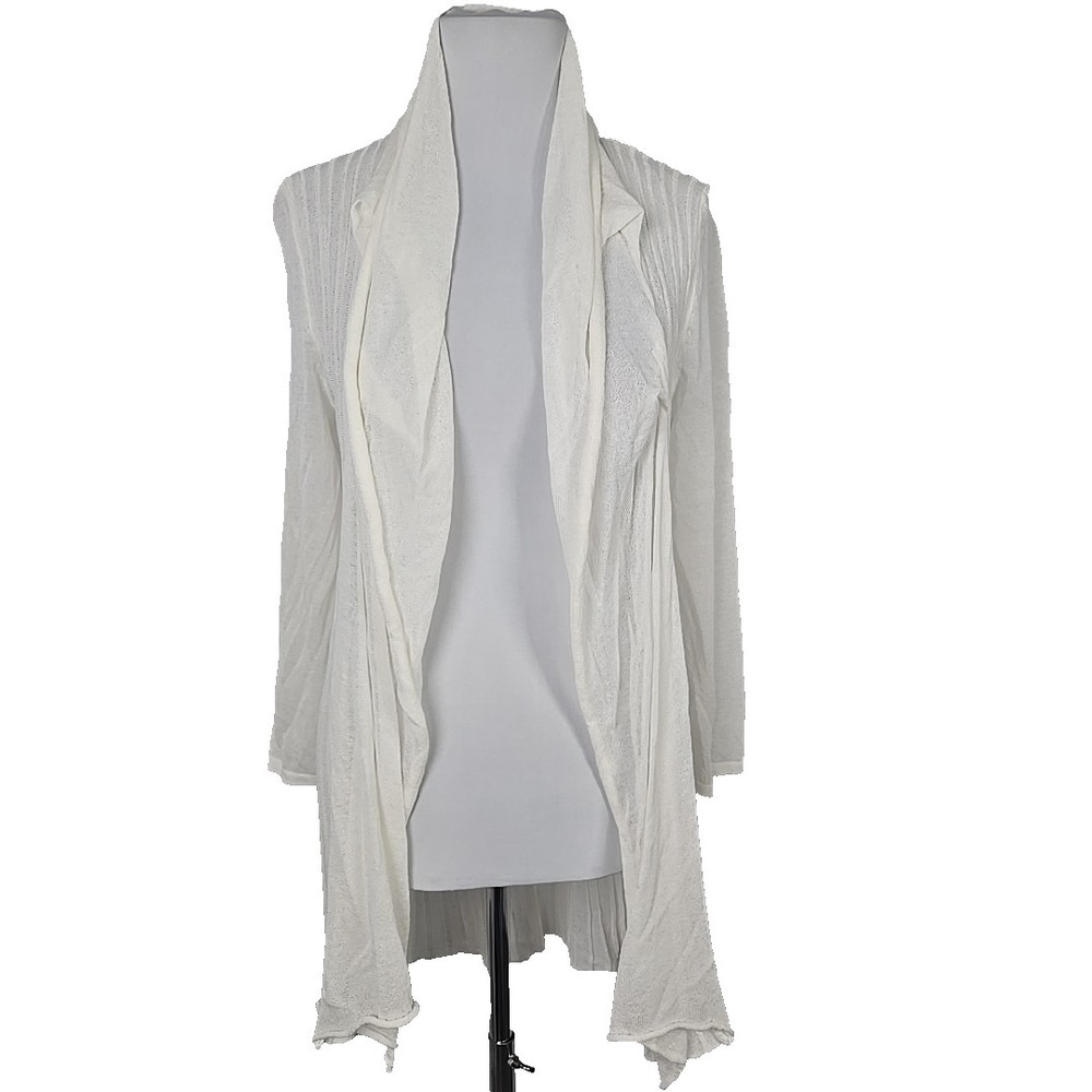 Cable & Gage Ivory Viscose Nylon Open-front Cardigan Sweater Size‎ Medium M
